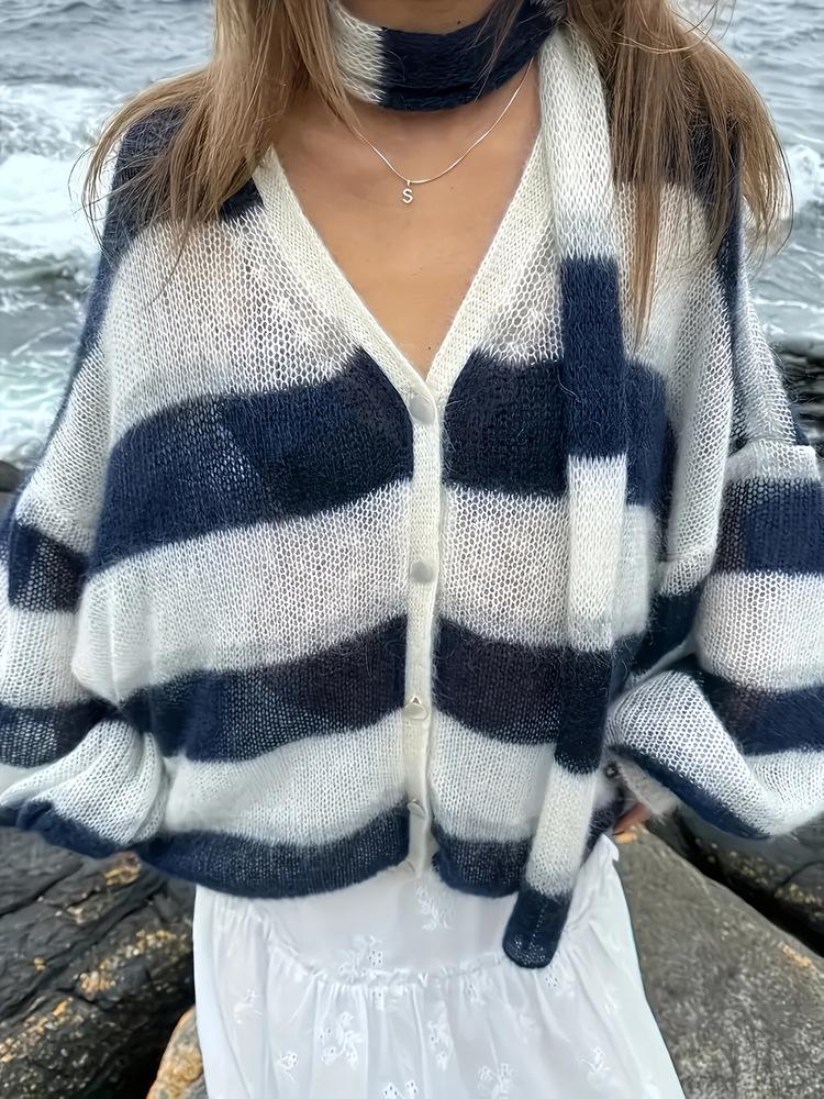 2025 Autumn/Winter Women's Thick Faux Mink Fur Sweater - Warm Striped Knitwear