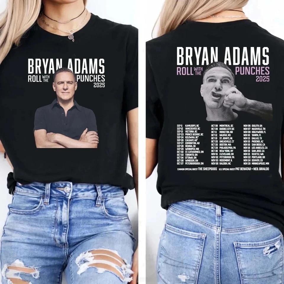 Bryan Adams Roll With the Punches 2026 Tour T Shirt Full Size S-3XL M