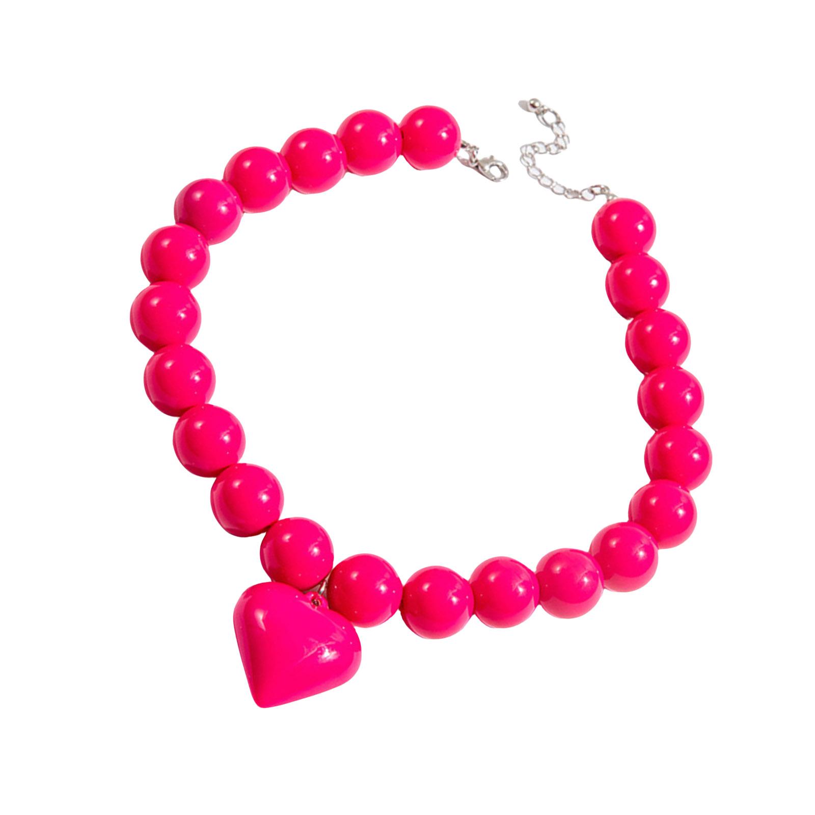 

Элегантное ожерелье с крупным сердцем из бисера, символизирующее вечную любовь и изысканность, для модных молодых женщин горячий розовый