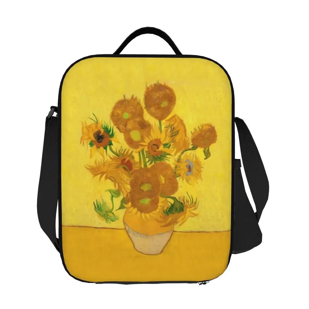 Benutzerdefinierte Vincent Sonnenblumen Lunchtasche Damen Thermokühltasche Isolierte Lunchboxen für Kinder Schule