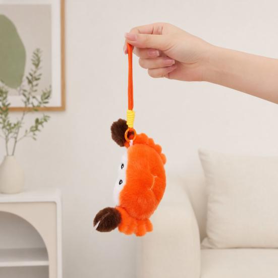 Yousheng Crab/Lobster Doll Keychain Pendant, Plush Keychain, Soft Fluffy Animal Bag Charm with Lanyard And Metal Ring, Cute Seafood Decoration