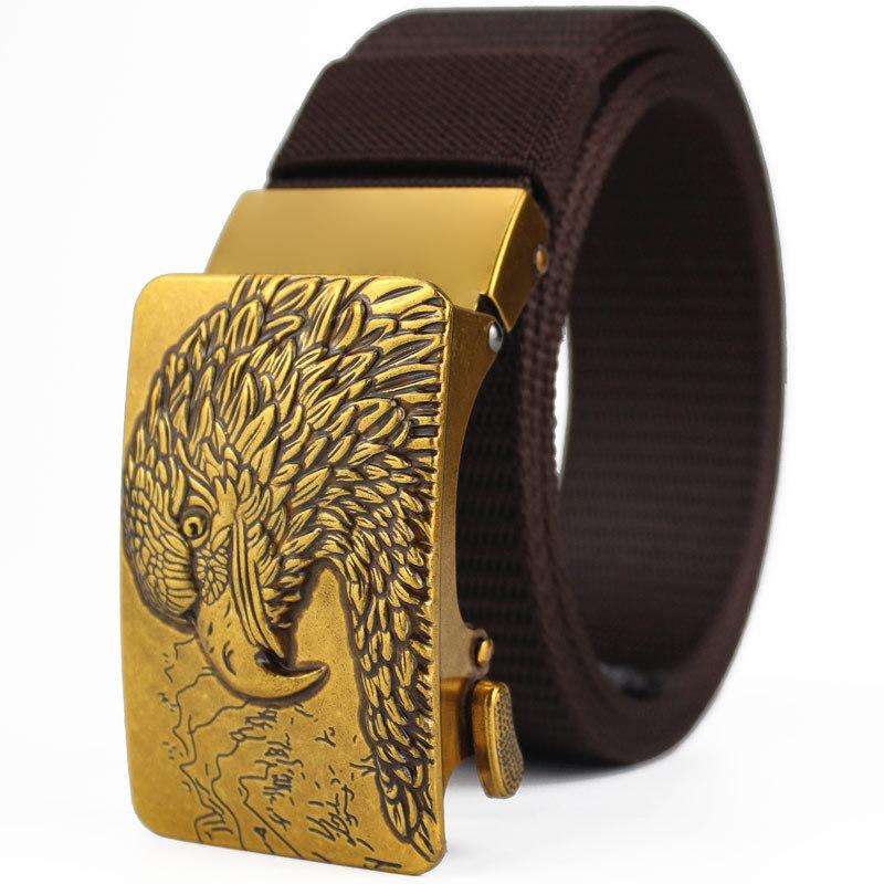 Belt, Men's Automatic Buckle Toothless Business Casual Men's Belt, Young People's Personality Trendy Nylon Canvas