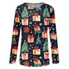 Women's Fashion Round Neck Pullover Plunging Sleeve Tee Christmas Printed Top