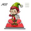Festive Wood Paper Towel Stand Christmas Holder, Funny Snowman Elf Santa Claus Tissue Holiday Kitchen Countertop Decor Dispenser, Decorative