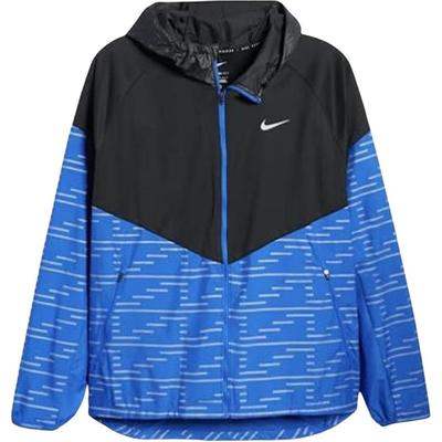 Nike Therma-Fit Miler Repel Run Division Hooded Zip Logo Running Jacket Unisex Jacket Black Blue DD6103-011