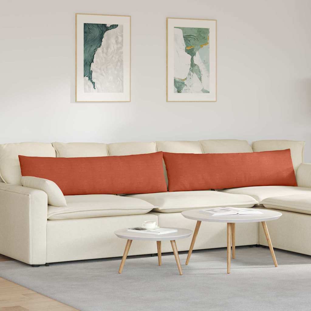 2 Piece Sofa Cushions Red Orange 145 X 40 Cm Corduroy Fabric
