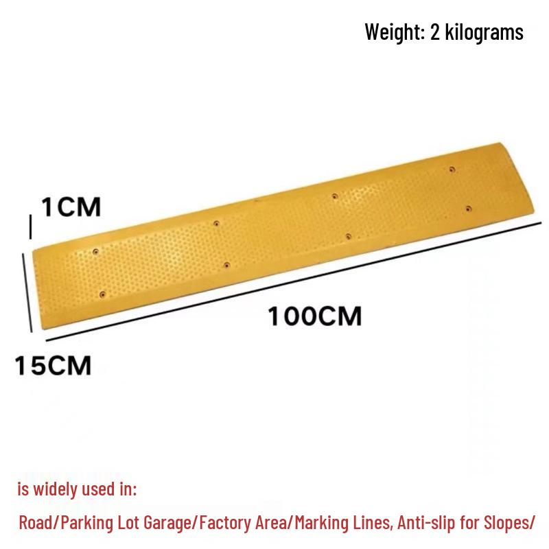 2cm High Mini Rubber Speed Bump and Bicycle Buffer with Yellow-Black Stripes for Parking Space Division