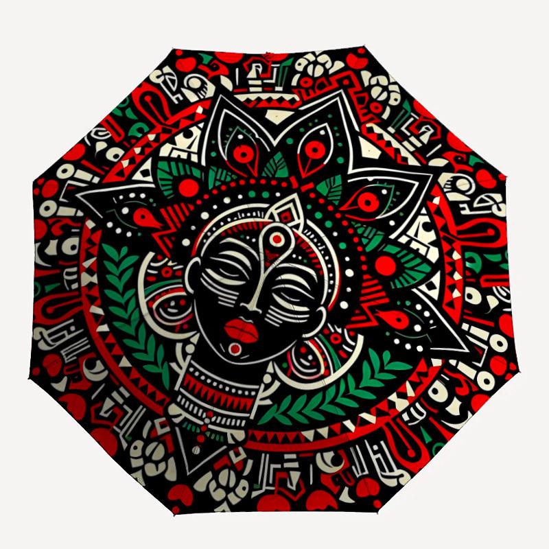 

1pc Mandala Art Automatic Open/Close Umbrella with Windproof, 8-Rib Sturdy Canopy, Durable Ribs, Ideal for Gifts yy251117018