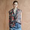 Maxza Art Flower Tie Sleeveless Blouse Zf08qb024nh