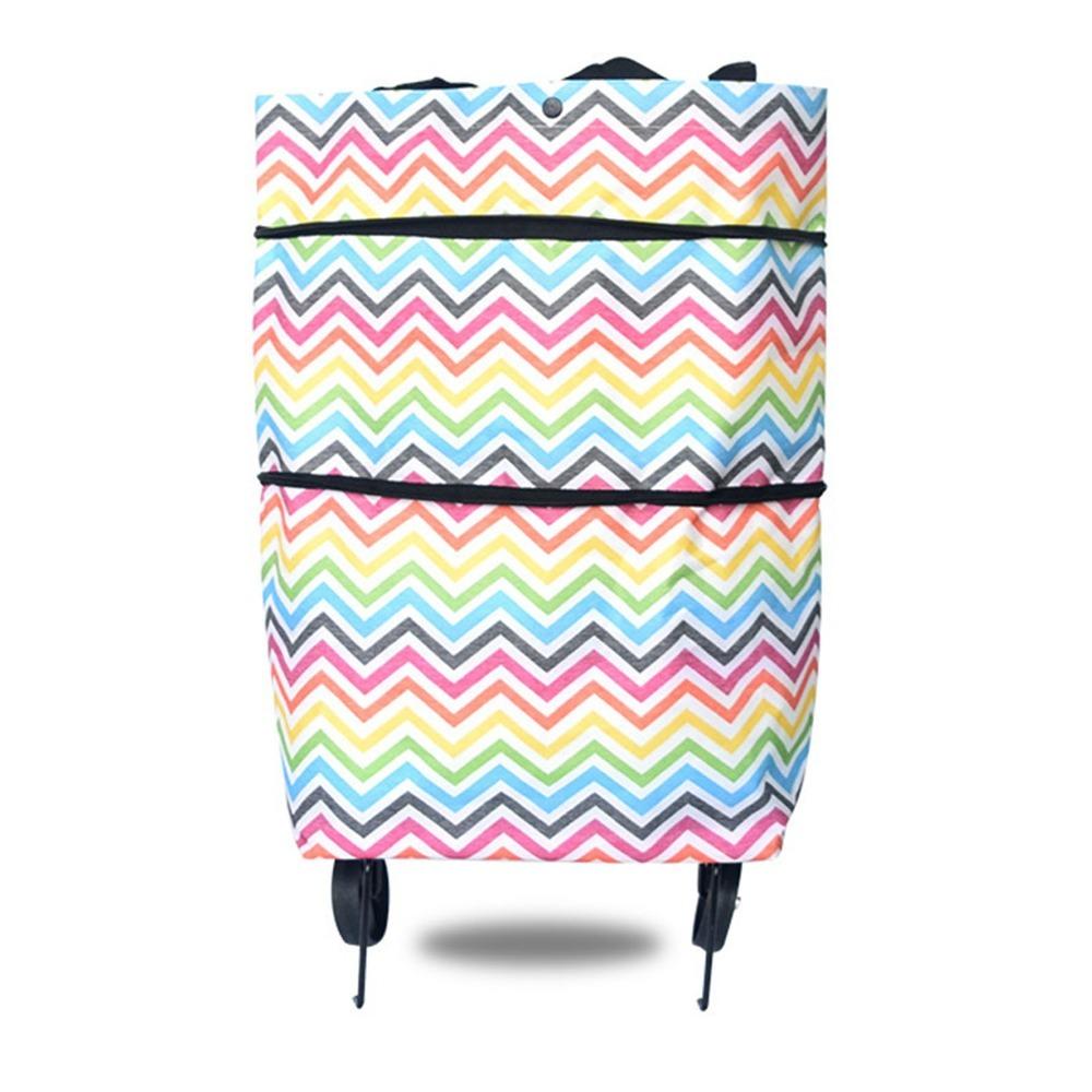

Reusable Foldable Shopping Bag Oxford Cloth Grocery Cart Grocery Storage Shopping Cart Travel