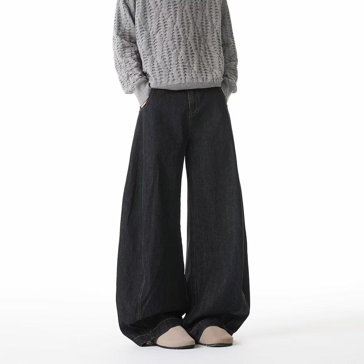 

Мужские джинсы с широкими штанинами Cleanfit в стиле ретро, Осень 2025: Модные, Свободные, Прямые, Универсальные Длинные Брюки 2XL чёрный