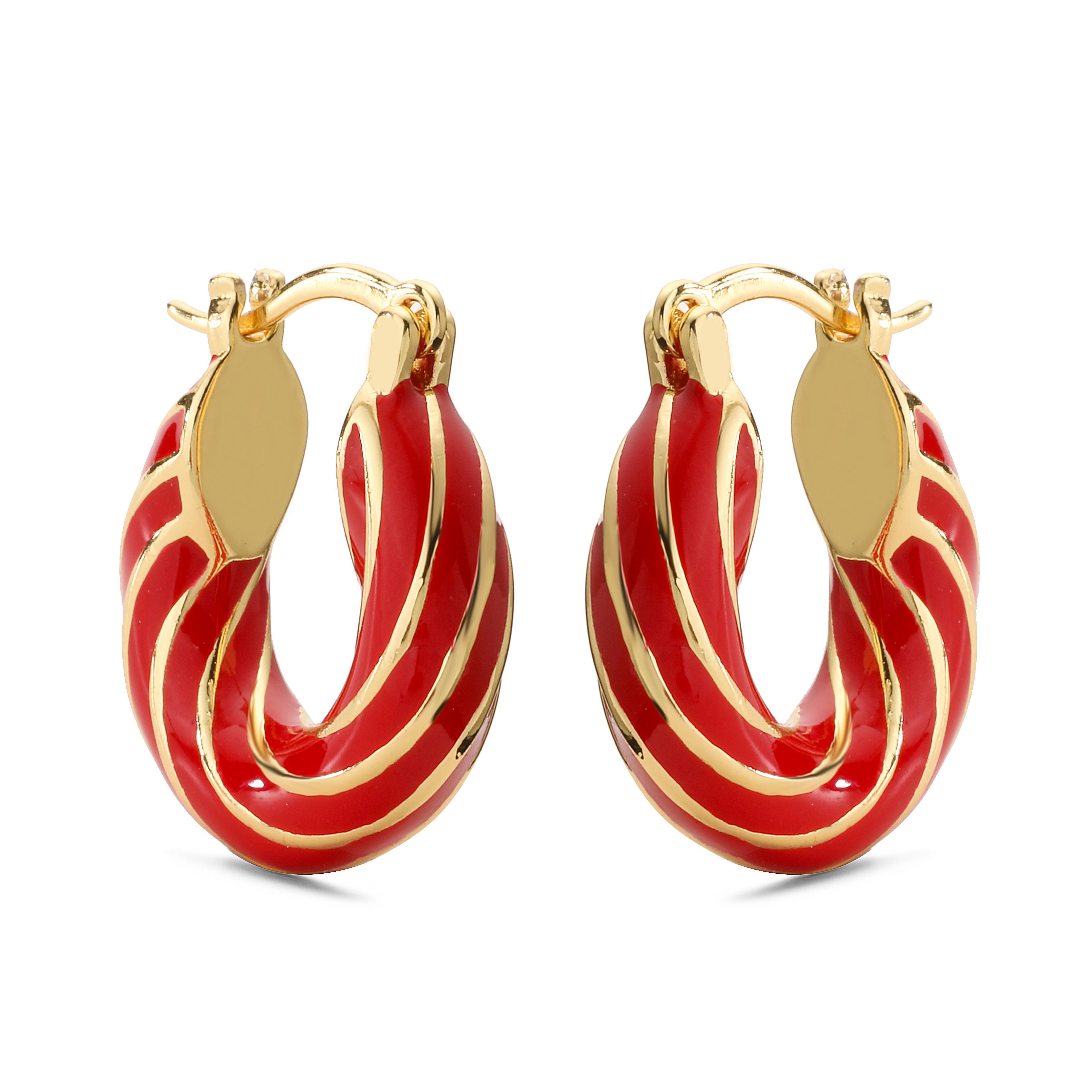 

HECHENG,Earrings For Women Colorful Enamel Round Hoop Earrings Fashion Earrings Zircon красный
