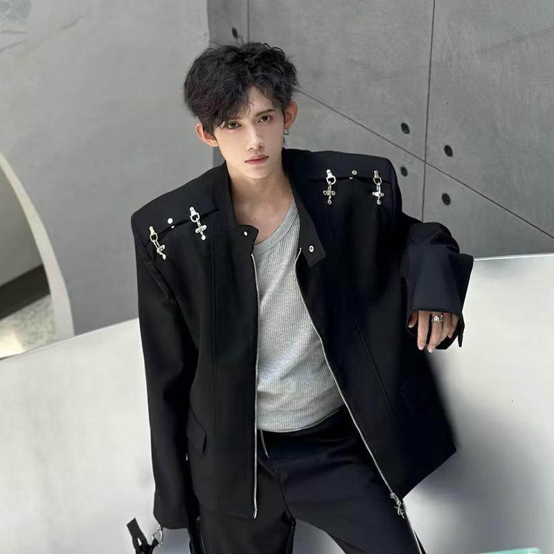 Męska modna minimalistyczna kurtka zimowa: Młodzieżowy, luźny krój, styl casual na wiosnę i jesień