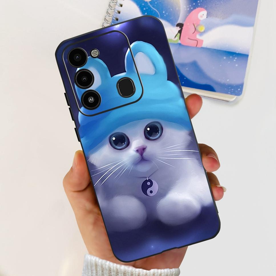 For Tecno Spark GO 2022 Case KG5 Soft Silicone Cute Cat Phone Cover For Tecno SparkGO 2022 6.52" Luxury Love Flower Cases Funda