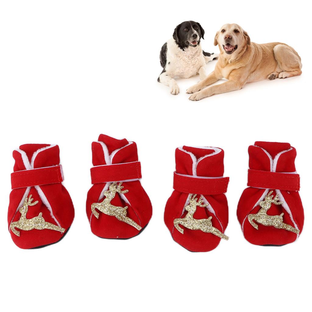 4 Pares de Sapatos Quentes para Cães Fofos Confortáveis Quentes Botas de Inverno para Cães de Porte Pequeno e Médio