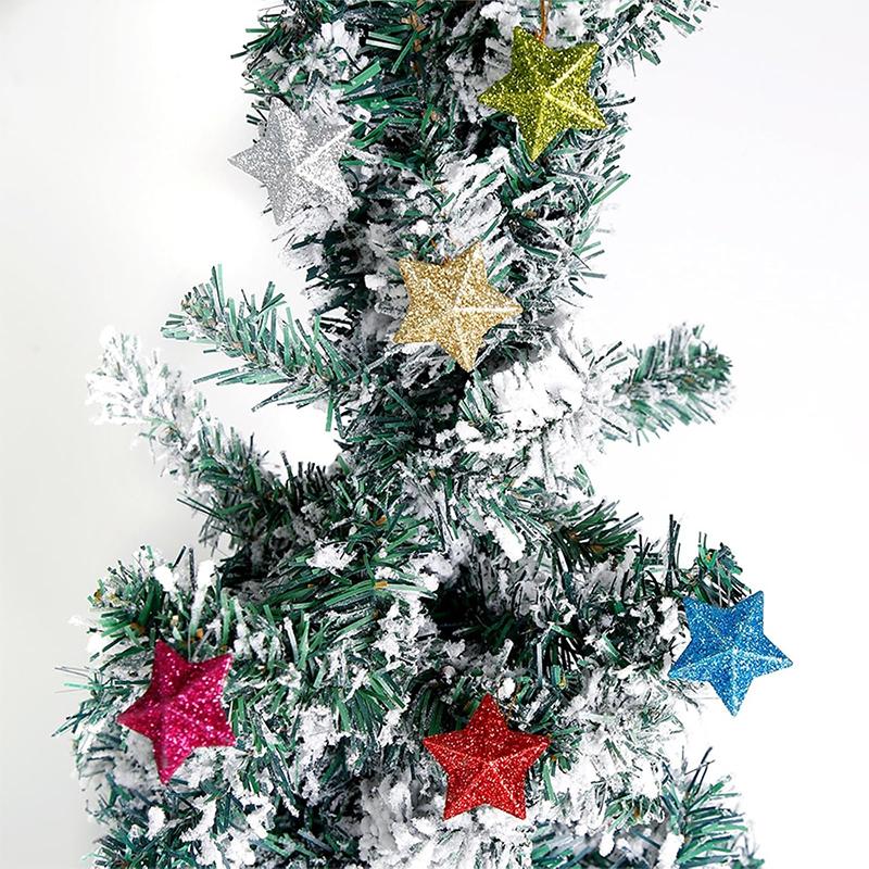 5-7CM Mixing 3D Glitter Star Ornaments Christmas Tree Hanging Pendant 2025 Xmas Decoration Home New Year Party Gift Navidad