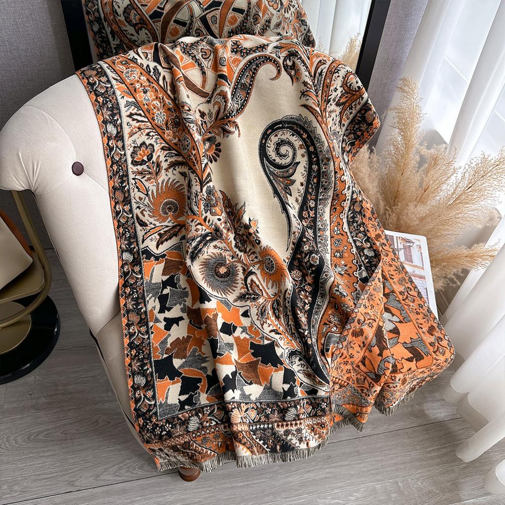 Cashew Print Autumn And Winter Double-Sided Imitation Cashmere Scarf Winter High-End Warm Shawl Women