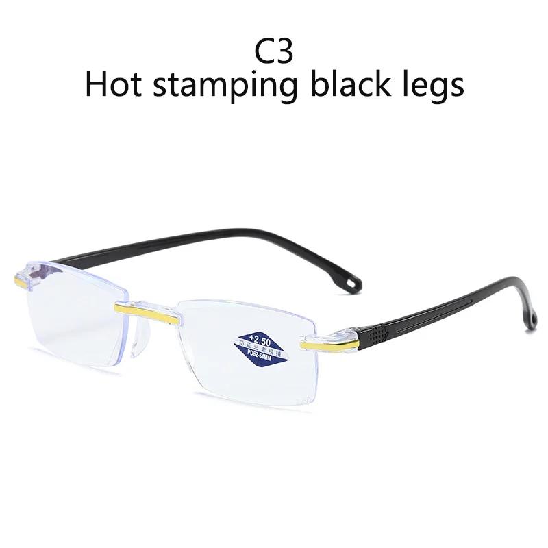 Reading Glasses Men Anti Blue Rays Presbyopia Goggles Women Vintage Rimless Eyewear Diopter +1.0 1.5 2.0 2.5 3.0 3.5 4.0