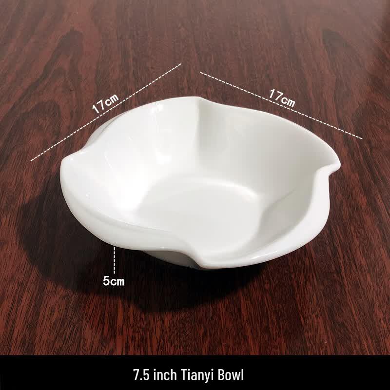 Tianyi Series 7.5-inch White Ceramic Dinner Plates, 2-Pack