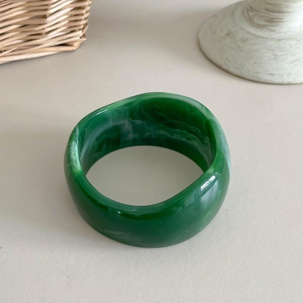Smudged Wide Chunky Bangle Marbling Cuff Bracelet Vintage Irregular Resin Bracelet Gifts
