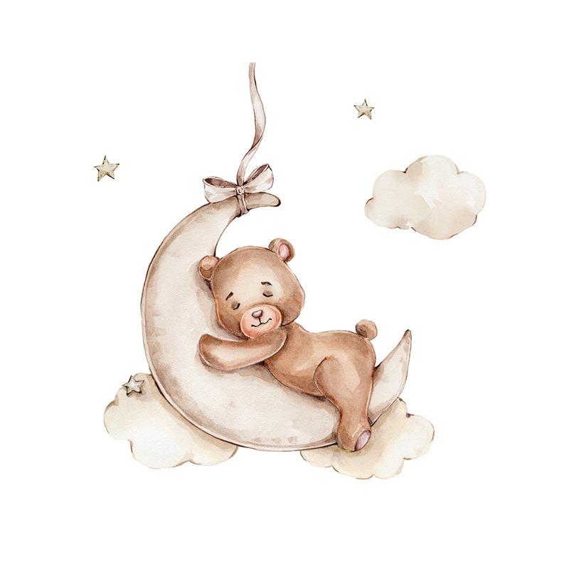 

Милый медведь холст живопись радужная луна постер облачный воздушный шар настенное искусство постеры для детской комнаты декор печать на холсте картина 21cm×30cm NoFrame