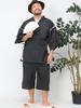 CLUB Sakazen Plus Size Shijira Weave Top and Bottom Jinbei Black X1 To B&T (B&T Club) Men's Yarn-Dyed Set, Loungewear, / (equivalent 3L-4L)