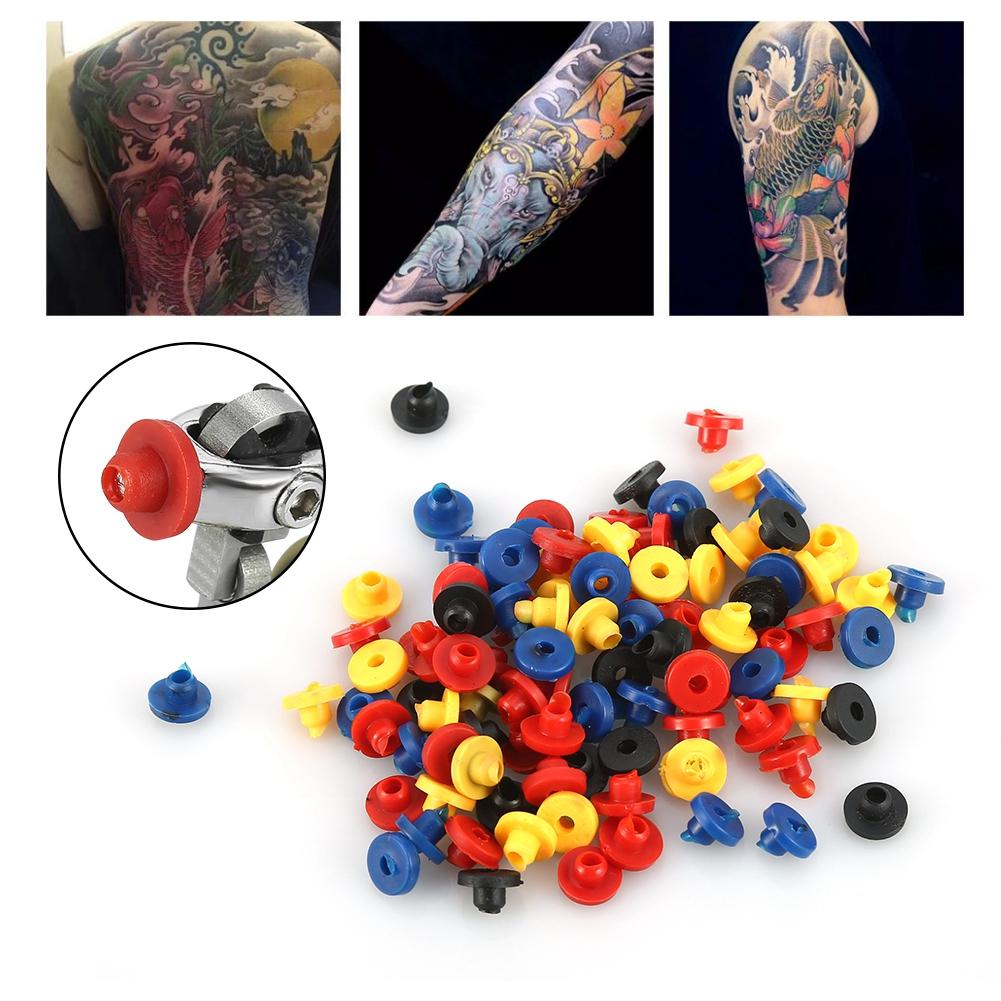 100pcs Colorful Rubber Grommet Nipples Tattoo Machine Needles Supplies