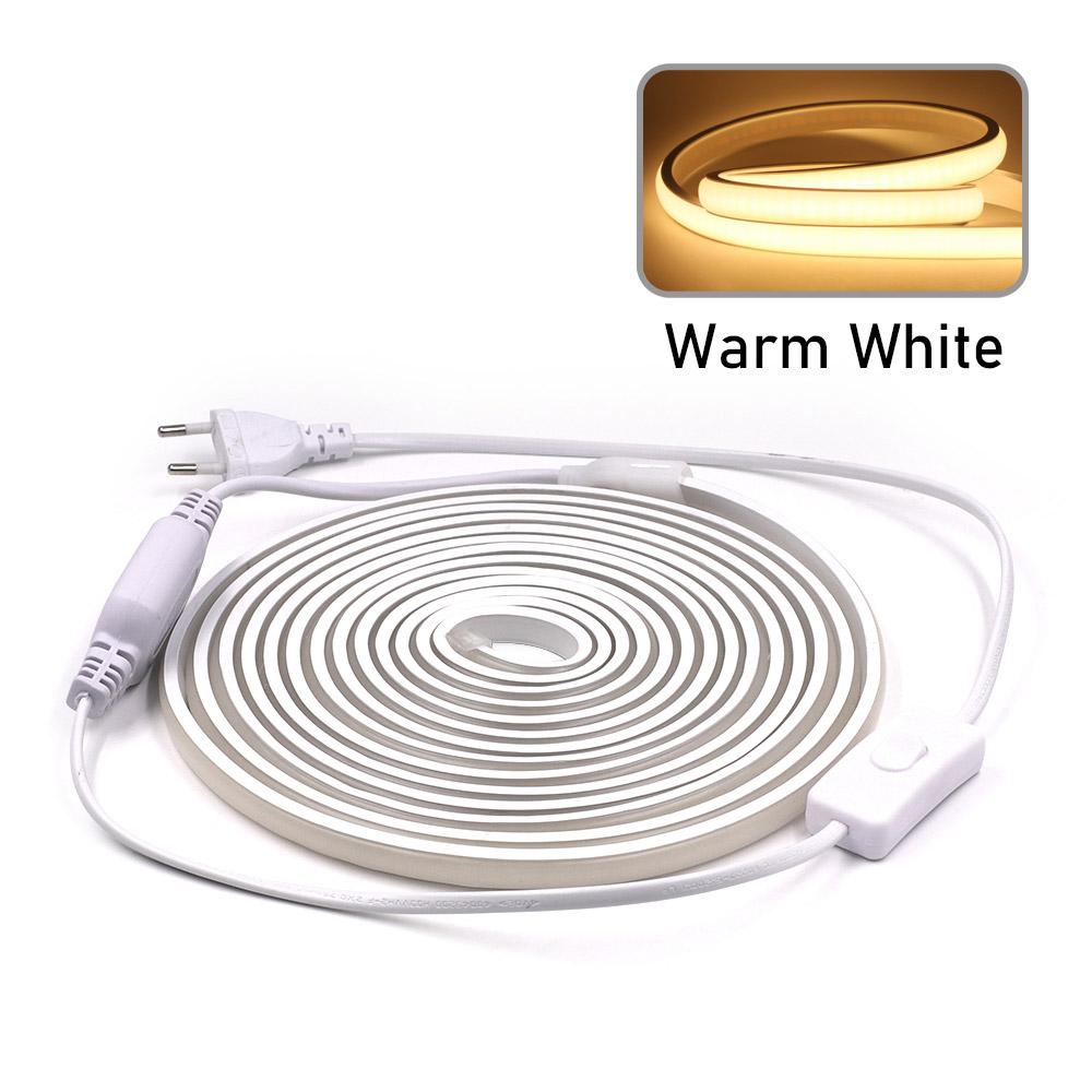 Dim Edilebilir COB LED Neon Şerit Işık 220V Dimmer Anahtar Güç Kiti Yüksek Yoğunluklu 288 LED Doğrusal Aydınlatma IP68 Su Geçirmez Esnek Şerit