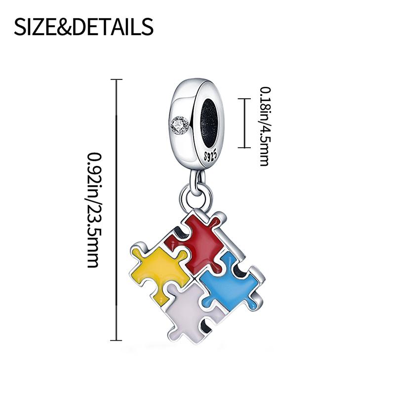 Colorful Puzzle Charm Bead Fits Bracelet Necklace Keychain For Women Copper Pendant Beads Diy Jewelry Fine Gifts