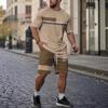 Large Size, Summer, T-shirt Shorts Set, Color Changing Pattern, 3D Digital Printing, Casual Set, Beach Shorts Short Sleeved