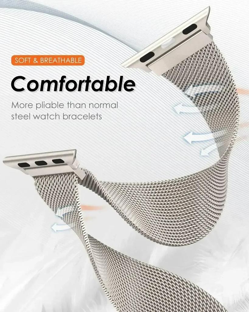 Mailänder Armband für Apple Watch Armband 49mm 44mm 40mm 45mm 41mm Metall Edelstahl Armband Iwatch Serie 4 5 6 7 8 9 Ultra