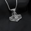 Viking Thor's Hammer Rune Pendant: Titanium Steel Necklace for Men - European & American Style