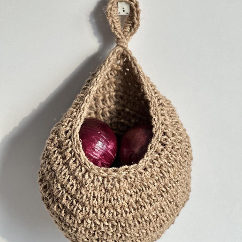 Wall-Mounted Cotton Rope Fruit & Vegetable Basket with Bird's Nest Design