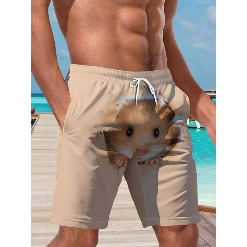 Pantaloncini da Spiaggia Estivi da Uomo Stampati in 3D Moda Versatili Tendenza Traspiranti Casual Stile Vacanza