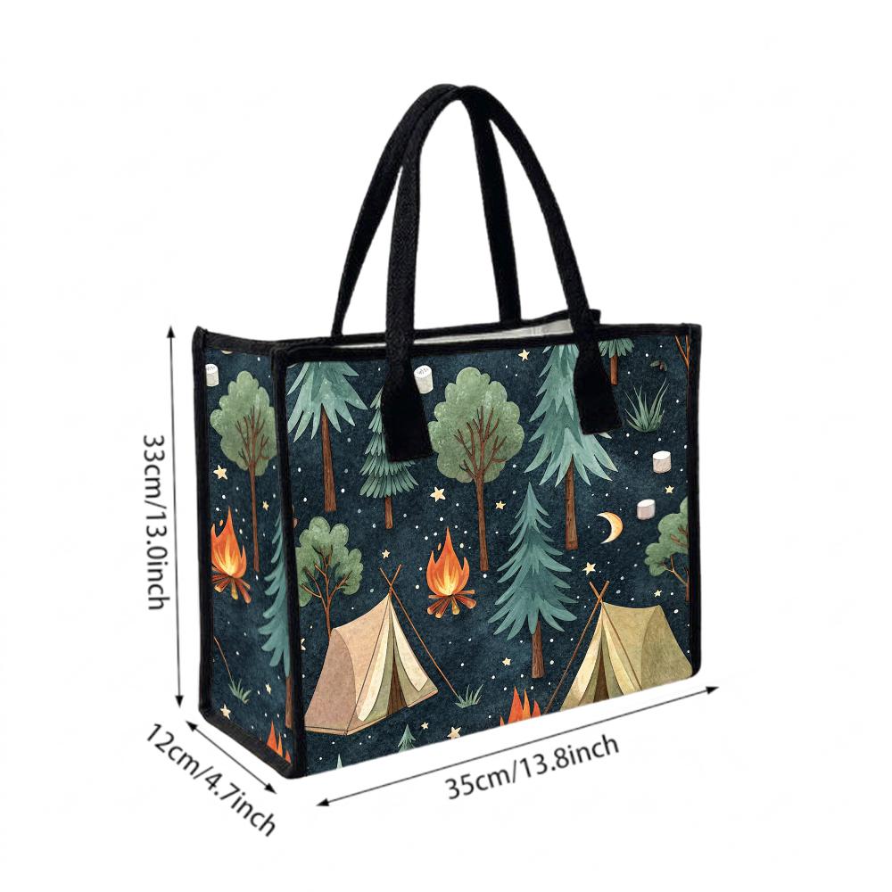 Cute Camping Themed Tote Bag for Daily Use