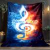 1PC Custom Name Music Fire Artwork Outdooor Flannel Blankets Throw Blanket All-Season Throw Gift Bedspread for Couch, Bed, Camping Holiday Birthda