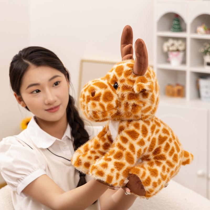 Cute Spotted Elk Doll Plush Toy Stuffed Kawaii Animal Orange Brown Sitting Plushie Christmas Gift