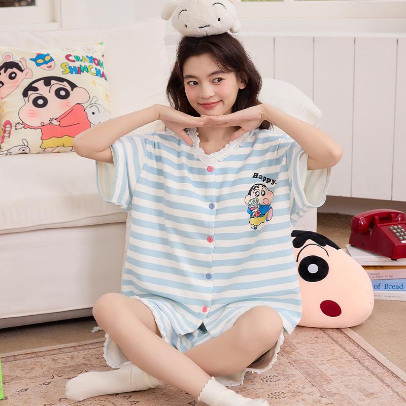 2026 Women s Summer Pajama Set, Cartoon Short Sleeve & Shorts, Plus Size, Outdoor/Indoor Wear, Lightweight Medium