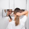 Retractable Hanging Three-fold Mirror for Home Haircutting and Bathroom Use