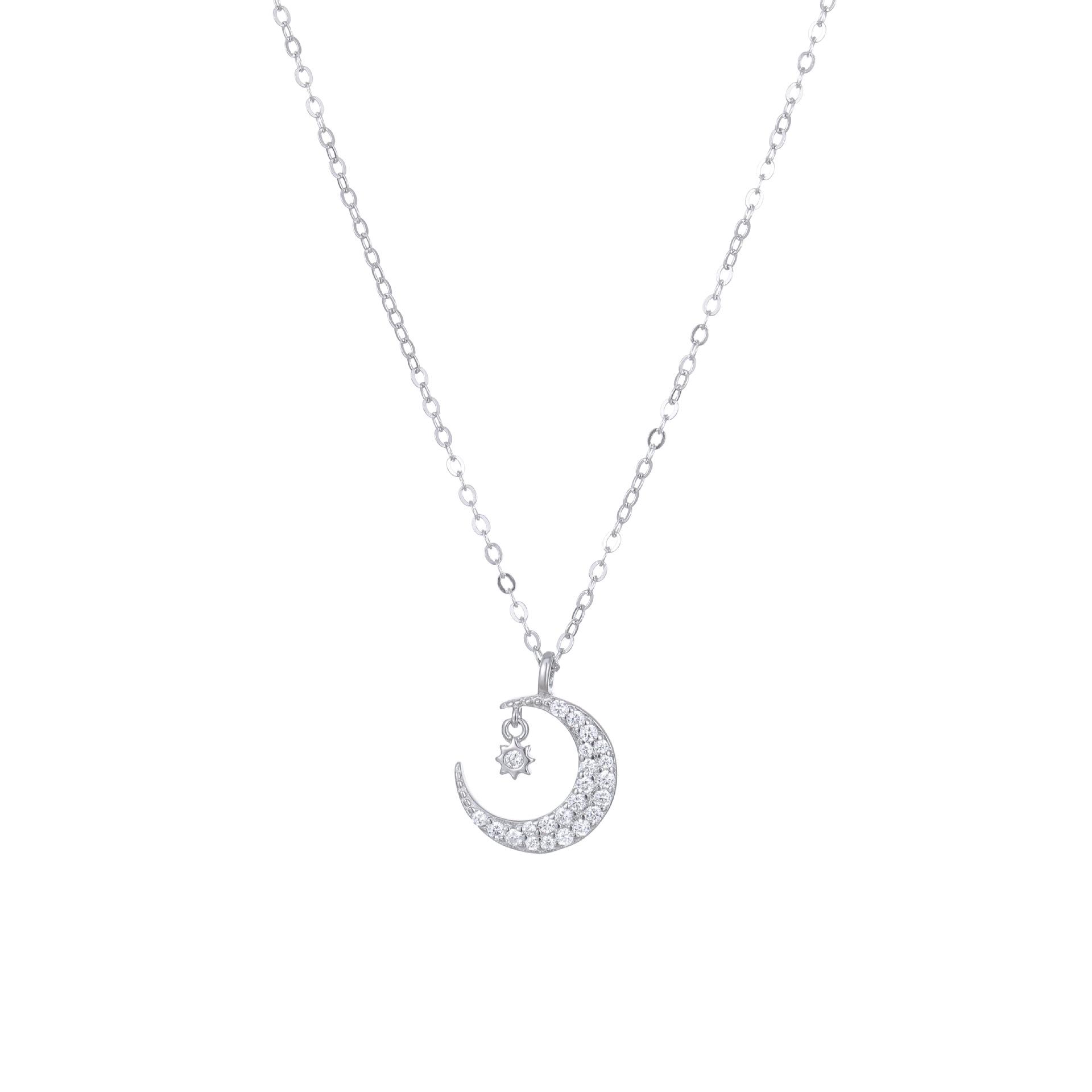 

Ожерелье из стерлингового серебра 925 пробы с луной и звездами из 18-каратного золота для женщин - сверкающая цепочка на ключицу в корейском стиле. 925 Silver