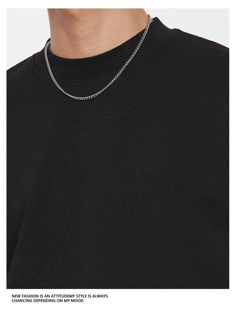 Yizhi Men's Spring Long Sleeve Crew Neck T-shirt with Hem Slit Design, Korean Style, Loose Fit