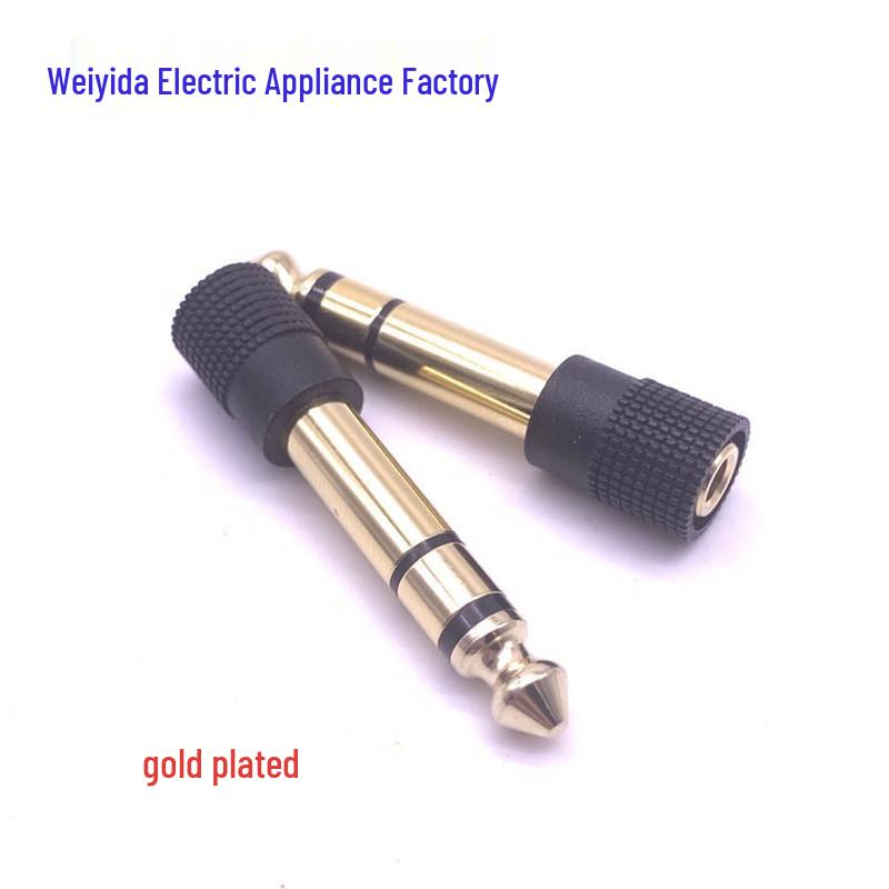 Gold-Plated Copper Audio Adapter: 3.5mm Female to 6.35mm Male, Mic Converter