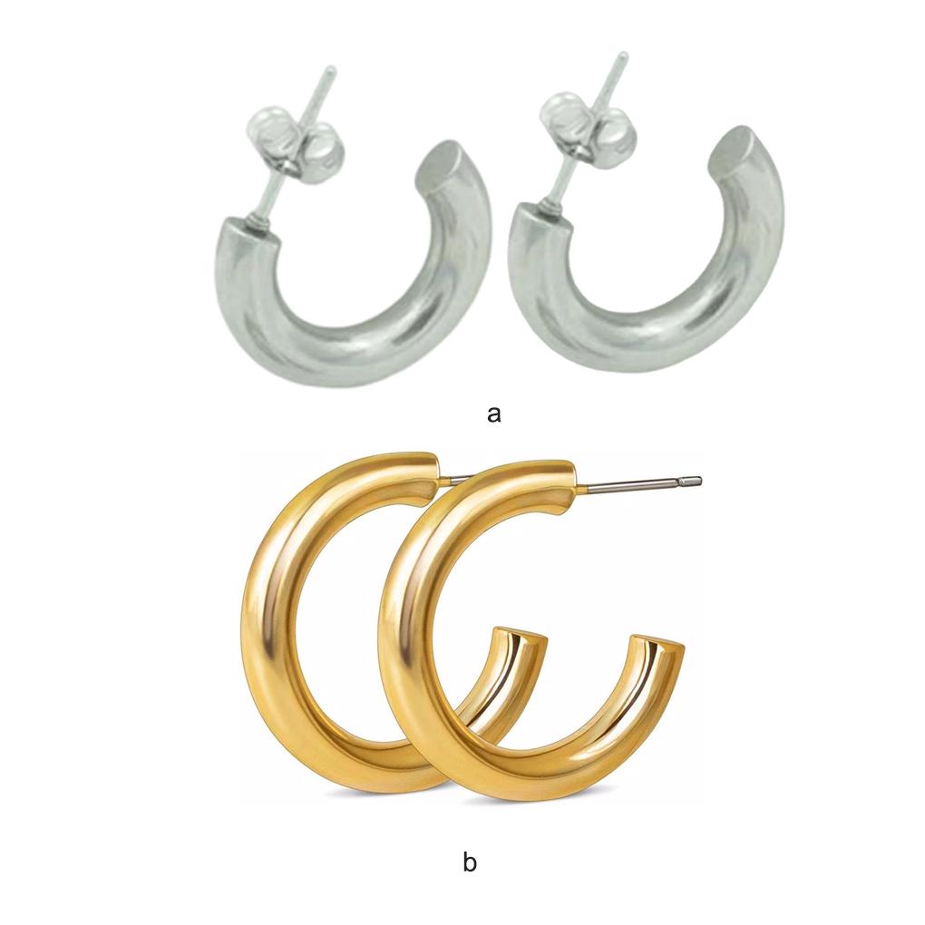 Women Earrings Decorations Exquisite Jewelry Ornament Simple Style Stainless Steel Ladies Piercing Ear Hoops Ears Studs