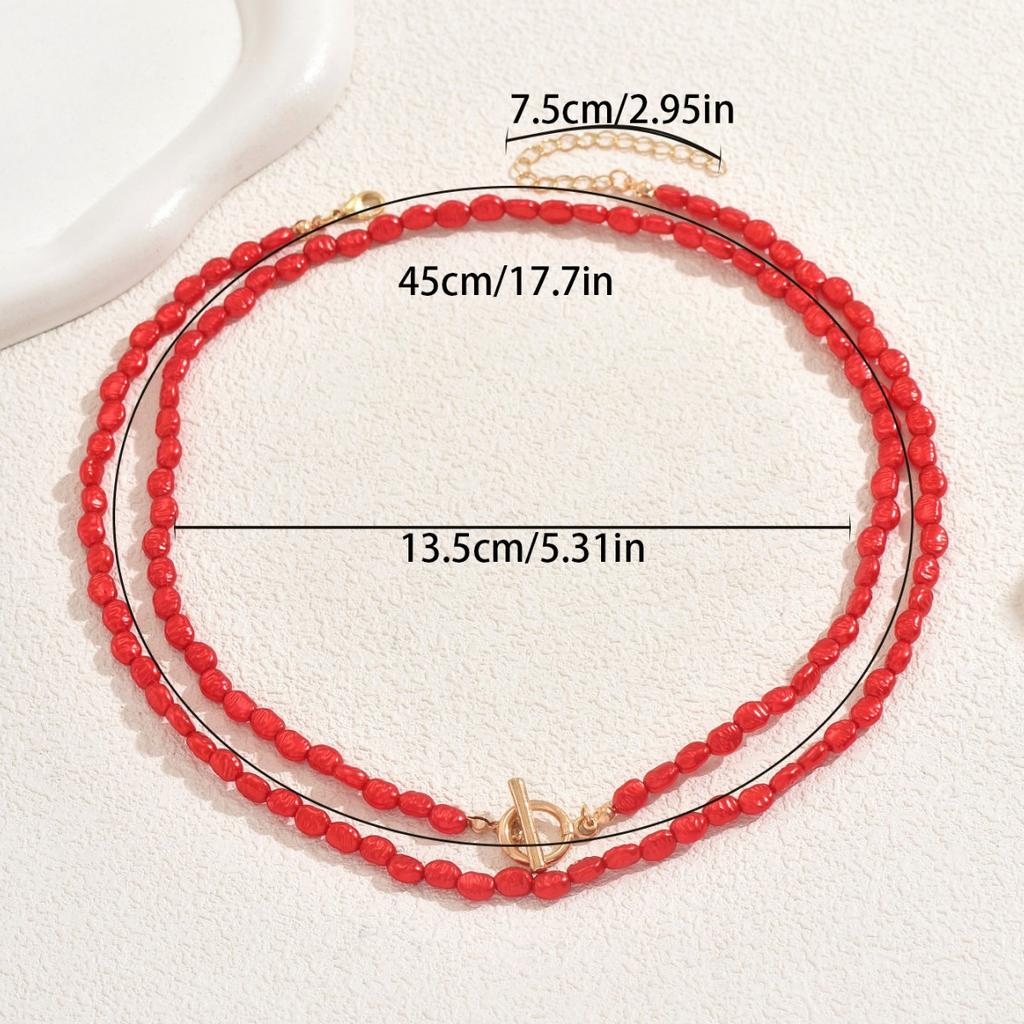 Bohemian jewelry, niche woven rice bead design OT necklace versatile multi-layer collarbone chain