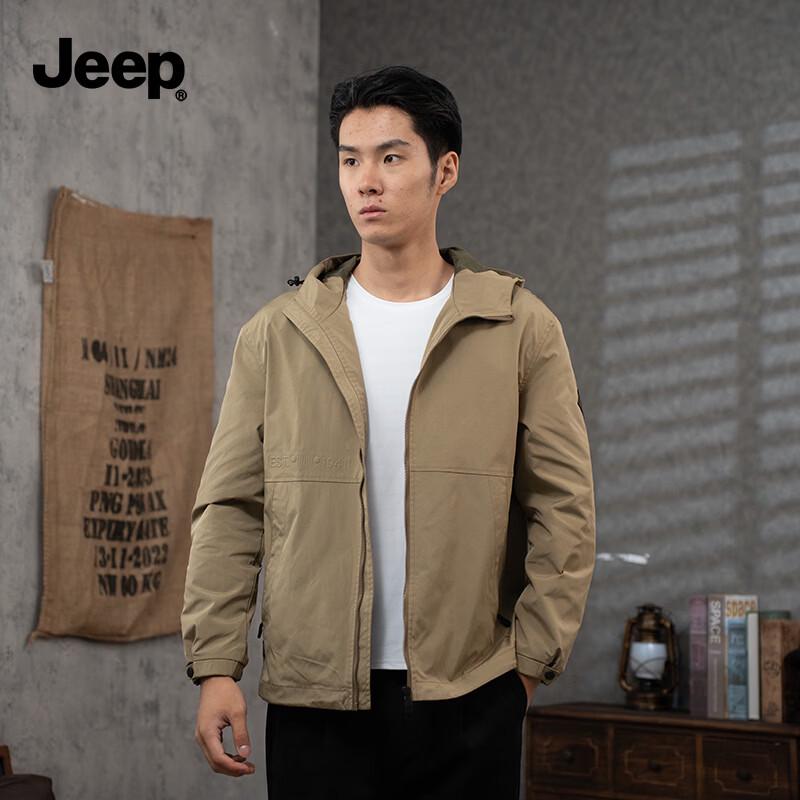 JEEP Men s Spring Autumn Loose-Fit Hooded Casual Jacket L хаки