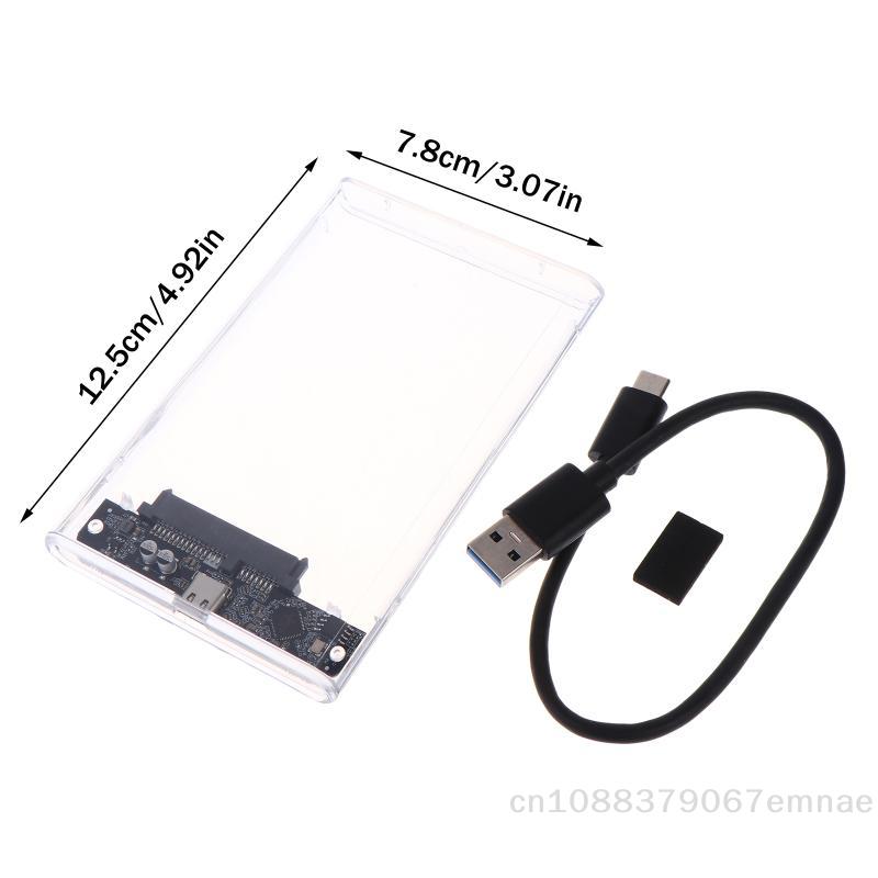 USB Type C 2.5 Inch External Storage Case SATA To 5Gbps Transparent Hard Drive Enclosure for HDD/SSD Compatible with PCs Laptops