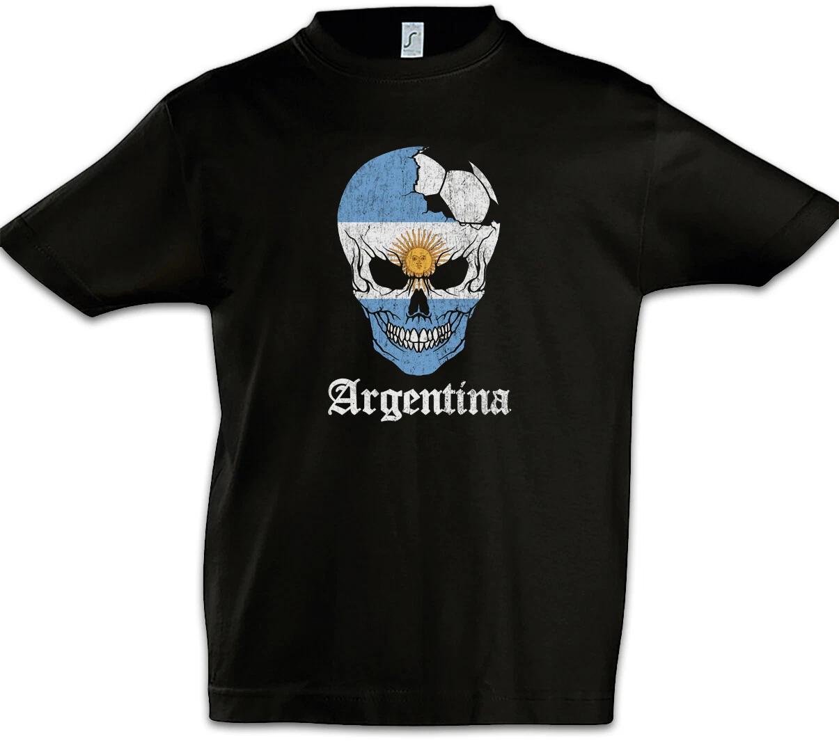 Argentina Football Skull I Kids Boys T-Shirt Flag Football Argentina- 110
