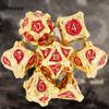 7 Pcs Golden Red Tree Stump Root Metal Dice Solid Metal Polyhedral Dice Set Suitable for Role-Playing RPG  Board Game Card Game