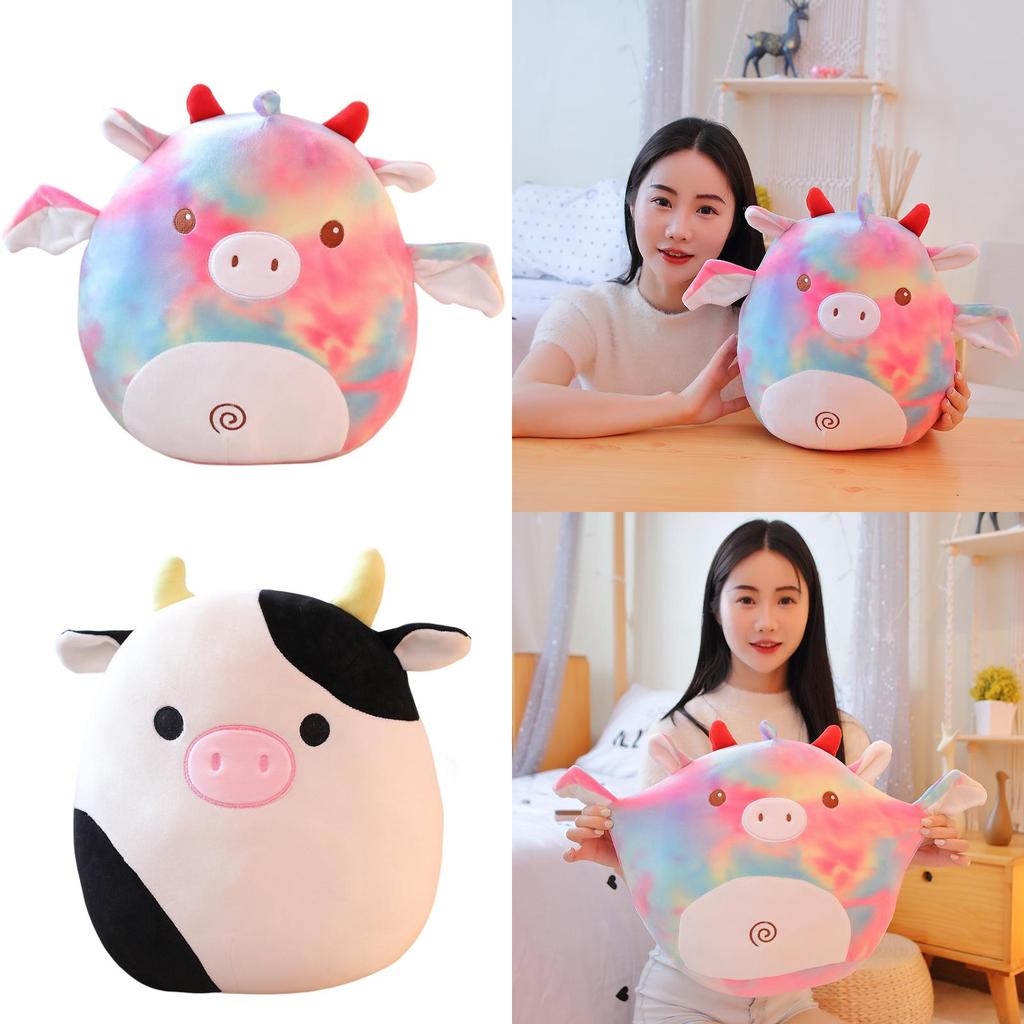Cute Unicorn Plush Toy Bat Pillow For Kids Rainbow Pig Cat Cow And Bat Designs 35cm