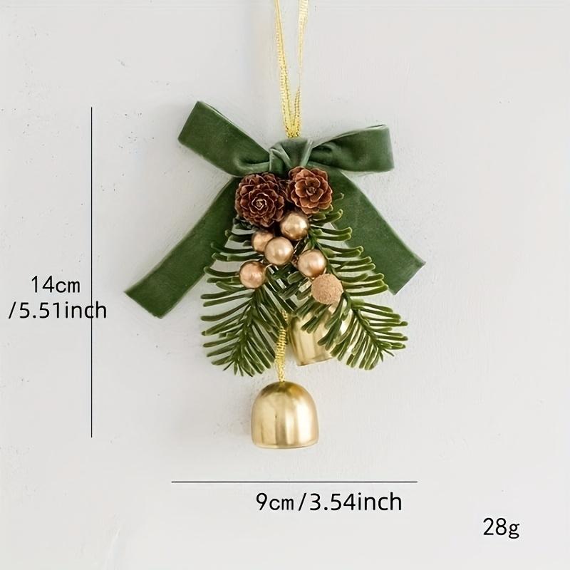 1pc Classic Christmas Door Hanger, Bow and Bell Ornament, Stainless Steel Holiday Tree Decoration, No Feathers, Electricity-Free Festive Accessory